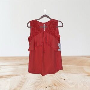 NY Collection Pink Ruffled Sleeveless Blouse